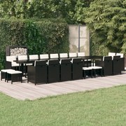 vidaXL 21-delige Tuinset met kussens poly rattan zwart