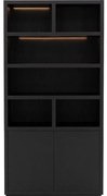 Goossens Buffetkast Barcelona, 2 deuren 6 open vakken, zwart eiken, 108 x 212 x 45 cm, stijlvol landelijk