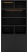 Goossens Buffetkast Barcelona, 2 deuren 6 open vakken, zwart eiken, 108 x 212 x 45 cm, stijlvol landelijk
