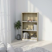 vidaXL Boekenkast 3 schappen 60x24x109 cm bewerkt hout wit en eiken