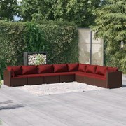 vidaXL 8-delige Loungeset met kussens poly rattan bruin