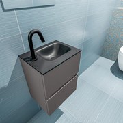 Mondiaz Ada 40cm toiletmeubel dark grey met wastafel urban rechts 1 kraangat