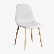 Pak 4 Glamm-eetkamerstoelen In Natuurlijk Hout & Stof Gebroken Wit - Sklum
