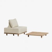 Woonkamer Set Met Fauteuil En Vierkante Salontafel 95x95 Cm In Acacia Portet Lichte Acaciekleur - Sklum