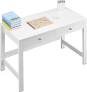 VEVOR Klein bureau met lade voor slaapkamer, eenvoudige houten werktafel om te tekenen, lezen, rechthoekige MDF-werktafel met plank voor kantoor en studeerkamer, wit
