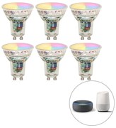 Set van 6 smart GU10 LED lampen RBGW 4,5W 350 lm 2700K