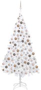 vidaXL Kunstkerstboom met LED's en kerstballen 210 cm PVC wit