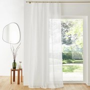 Glasgordijn met ruitjes en met vaste ringen, Ivory