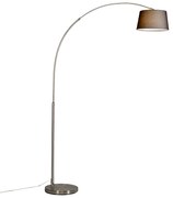 Moderne booglamp staal met zwarte stoffen kap - Arc Basic Modern E27 Binnenverlichting Lamp