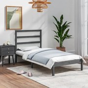 vidaXL Bedframe massief hout grijs 90x190 cm 3FT Single