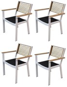 York dining tuinstoel met armleuning aluminium wit teak set van 4