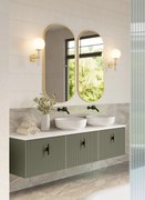 Muebles Ezra badmeubel ribbelfront 180cm legergroen met wit toppaneel zonder waskom