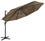 vidaXL Parasol 4-laags met aluminium paal 3x3 m taupe