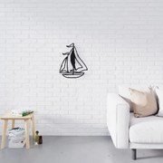 Homemania Wanddecoratie zeilboot 40x50 cm metaal zwart