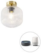 Smart plafondlamp met dimmer messing incl. Wifi A60 - Karel Art Deco E27 rond Binnenverlichting Lamp