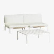 Tuinset Met 2-delige Modulaire Bank En Roubly Salontafel Beige Amandelroos - Sklum