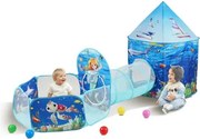 VEVOR 3-in-1 speeltent voor kinderen met tunnel, basketbalring voor jongens, meisjes, baby's en peuters, pop-up speelhuis voor binnen en buiten met draagtas en bevestigingsriemen, verjaardagscadeaus,