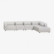 5-delige Modulaire Bank Met Rechter Chaise Longue Fogler Stof Lichtgrijze - Sklum