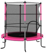 vidaXL Trampoline met veiligheidsnet rond 140x160 cm roze