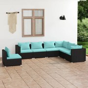 vidaXL 7-delige Loungeset met kussens poly rattan zwart