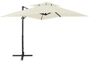 vidaXL Zweefparasol met dubbel dak 250x250 cm zandkleurig