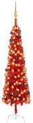 vidaXL Kerstboom met LED's en kerstballen smal 150 cm rood