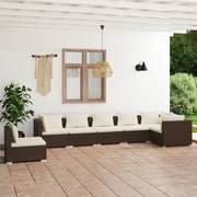 vidaXL 7-delige Loungeset met kussens poly rattan bruin