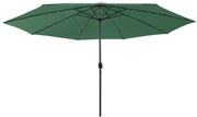 vidaXL Parasol met LED-verlichting en metalen paal 400 cm groen