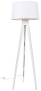 Moderne vloerlamp tripod wit met linnen kap wit 45 cm - Tripod Classic Klassiek / Antiek E27 rond Binnenverlichting Lamp