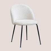 Set Van 2 Chenille Eetkamerstoelen Kana Design White & Zwart - Sklum