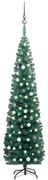 vidaXL Kunstkerstboom met LED's en kerstballen smal 240 cm groen