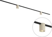 Modern railsysteem zwart met 2 beige spots 1-fase - Iconic Rondoo Up