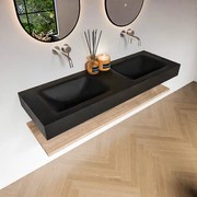 Zaro Alan badmeubel 140cm met planchet washed oak en vrijhangende wastafel cloud dubbel zonder kraangat urban