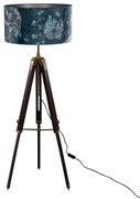 Vloerlamp messing tripod met velours kap vis dessin 50cm - Cortin Klassiek / Antiek, Landelijk E27 rond Binnenverlichting Lamp