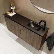 Mondiaz Ture 100cm toiletmeubel dark brown met wastafel urban rechts 1 kraangat