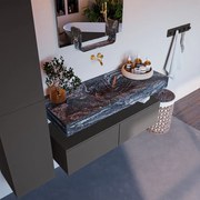 Mondiaz Alan DLux badmeubel 120cm dark grey 2 lades met wastafel lava midden zonder kraangat