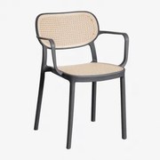 Omara Stapelbare Eetkamerstoelen Set Van 2 Met Armleuningen In Polypropyleen Grijs – Grafiet - Sklum