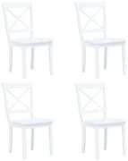 vidaXL Eetkamerstoelen 4 st massief rubberwood wit