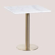 Vierkante Bartafel In Marmer Cosmopolitan Wit & ↔︎ 60 Cm & Champagne Goud - Sklum