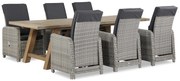 Tuinset 6 personen 260 cm Wicker Grijs Garden Collections Bello/Lazio