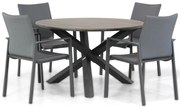 Tuinset Ronde Tuintafel 4 personen 125 cm Aluminium/textileen Grijs Lifestyle Garden Furniture Rome/Ancona