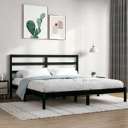 vidaXL Bedframe massief hout zwart 180x200 cm 6FT Super King