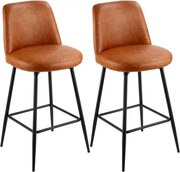 VEVOR Barkruk Barkruk 2 stuks (98 cm hoog) Keukenstoel met rugleuning en metalen frame, Bistrostoel (draagvermogen 136,1 kg) Keuken Eetkamer Keukeneiland Bar, Barkruk Keukenkruk Bruin