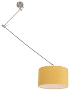 Eettafel / Eetkamer Hanglamp staal met kap 35 cm geel verstelbaar - Blitz Modern E27 rond Binnenverlichting Lamp