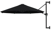 vidaXL Wandparasol met metalen paal 300 cm zwart