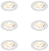 Set van 6 Inbouwspot rond wit draai- en kantelbaar - Chuck
