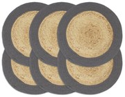 vidaXL Placemats 6 st 38 cm jute en katoen natuurlijk en antraciet