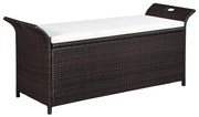 vidaXL Opbergbank met kussen 138 cm poly rattan bruin