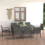 vidaXL 9-delige Tuinset poly rattan grijs