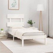 vidaXL Bedframe massief hout wit 75x190 cm 2FT6 Small Single